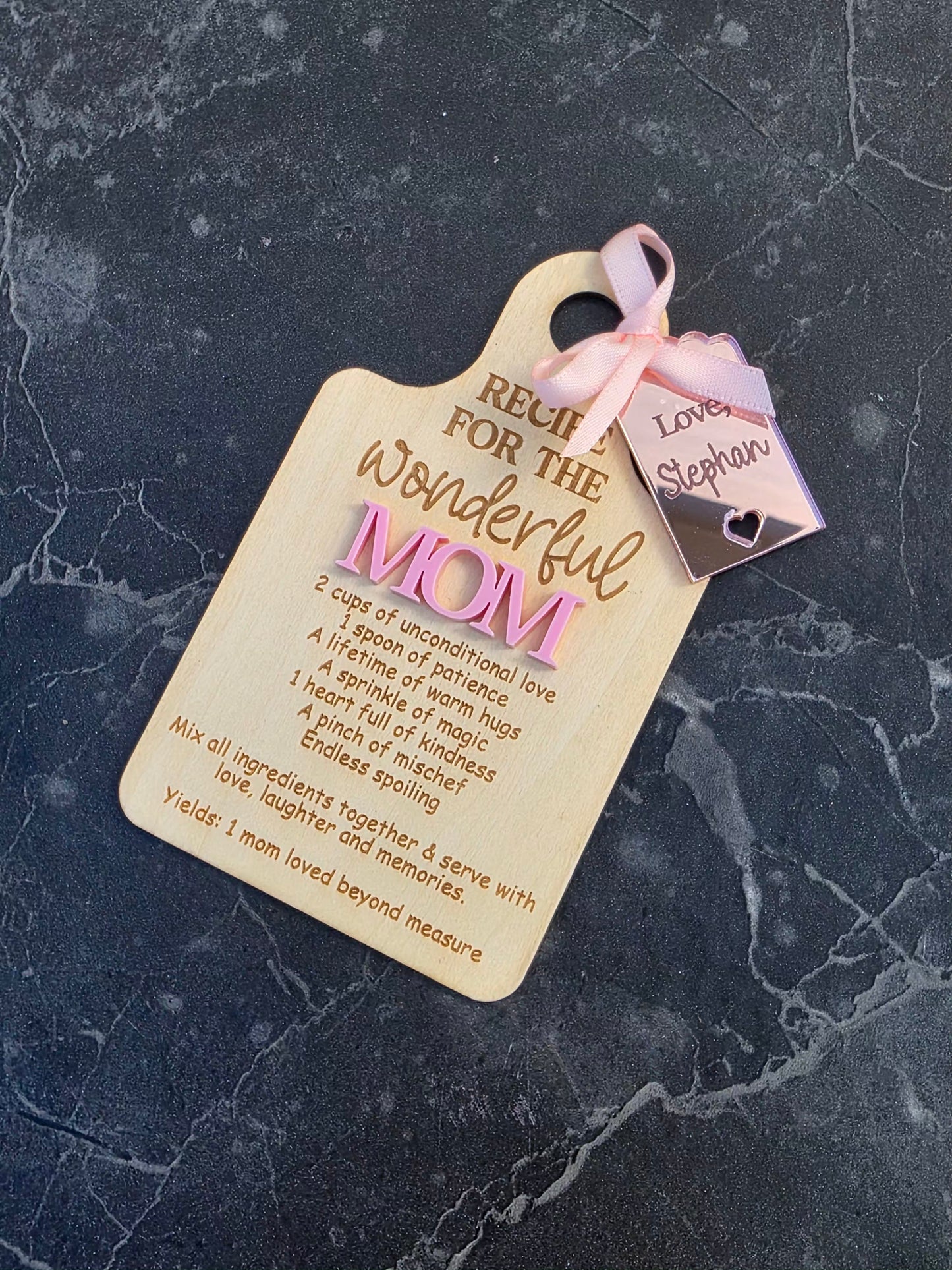 Personalised Recipe for Wonderful Mom Magnet - Pastel Pink & Rose Gold