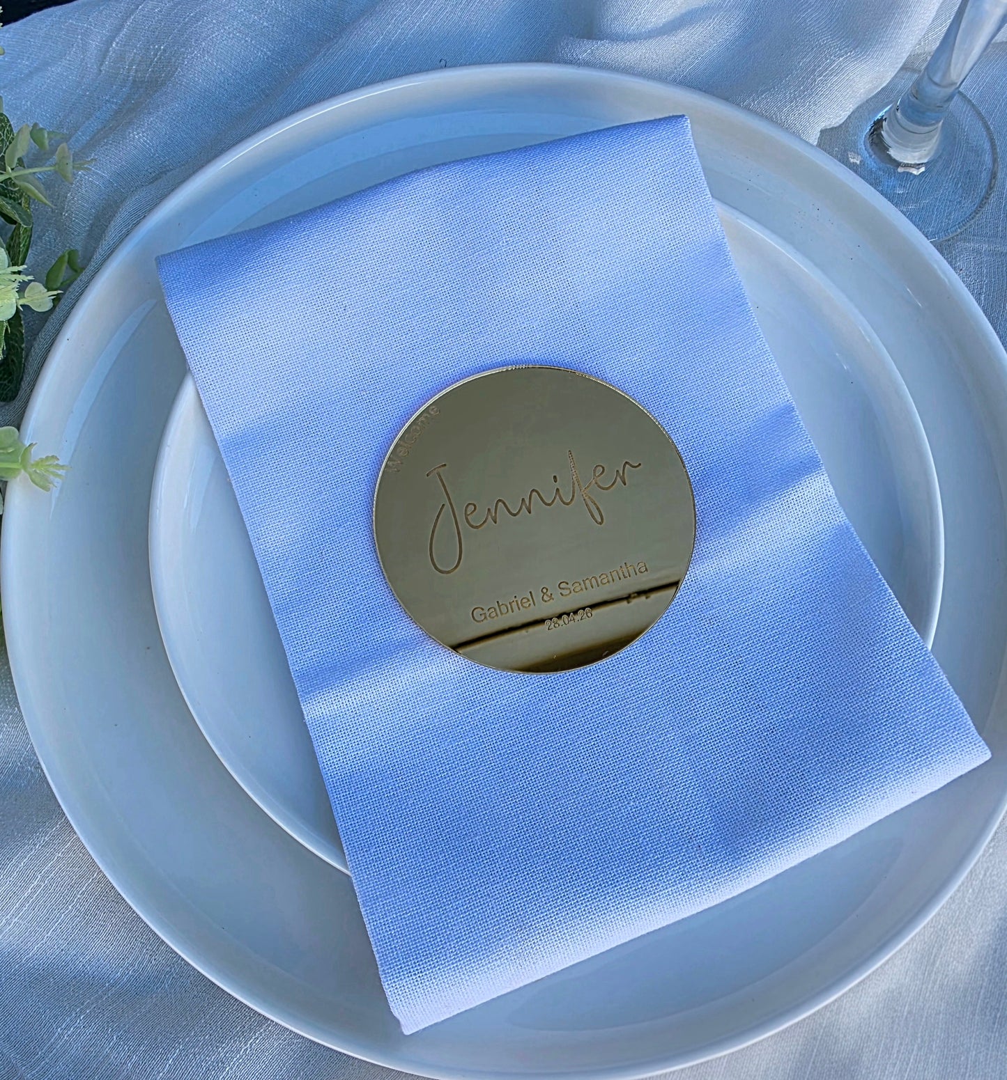 Round Name Place Cards & Thank You Cards - Mirror Acrylic