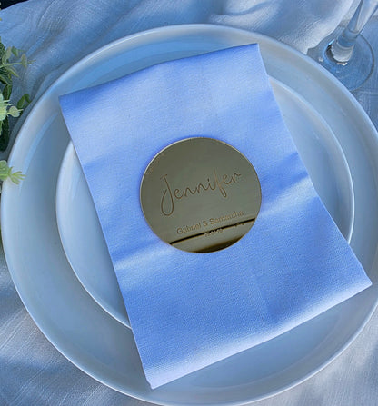 Round Name Place Cards & Thank You Cards - Mirror Acrylic