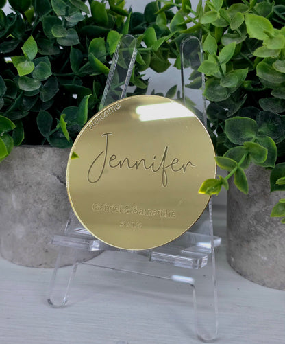 Round Name Place Cards & Thank You Cards - Mirror Acrylic