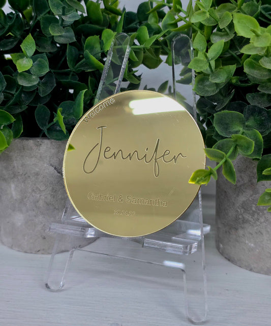 Round Name Place Cards & Thank You Cards - Mirror Acrylic