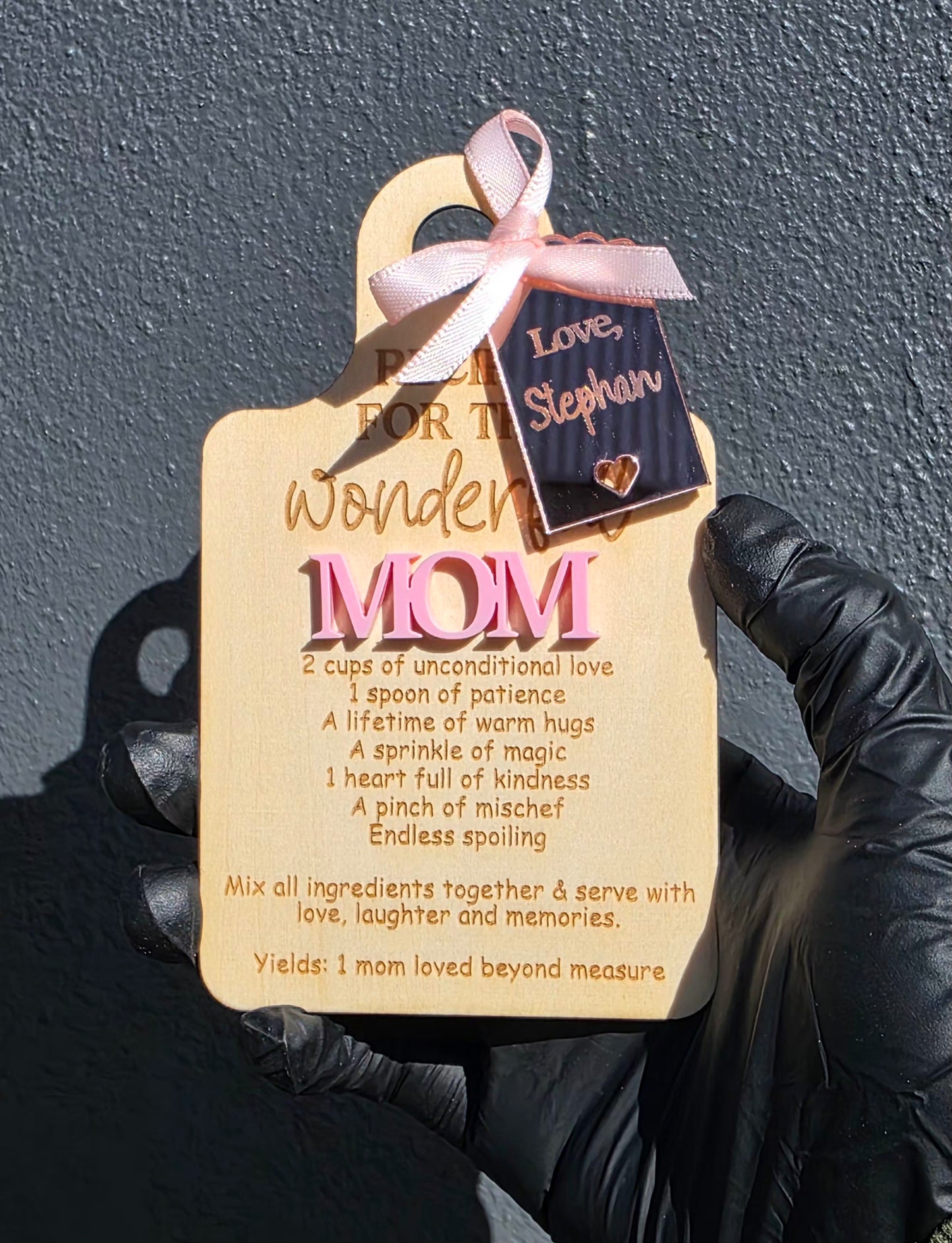 Personalised Recipe for Wonderful Mom Magnet - Pastel Pink & Rose Gold