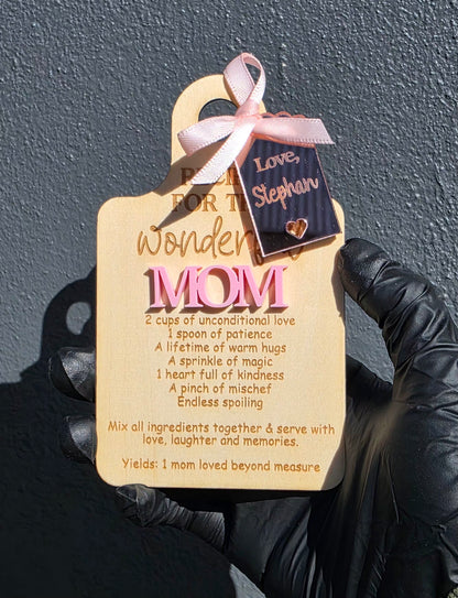 Personalised Recipe for Wonderful Mom Magnet - Pastel Pink & Rose Gold