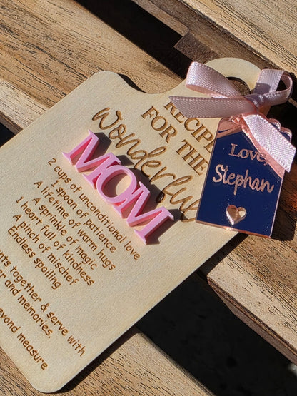 Personalised Recipe for Wonderful Mom Magnet - Pastel Pink & Rose Gold