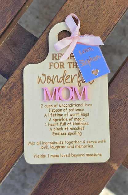 Personalised Recipe for Wonderful Mom Magnet - Pastel Pink & Rose Gold