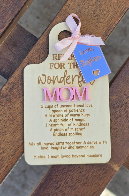 Personalised Recipe for Wonderful Mom Magnet - Pastel Pink & Rose Gold