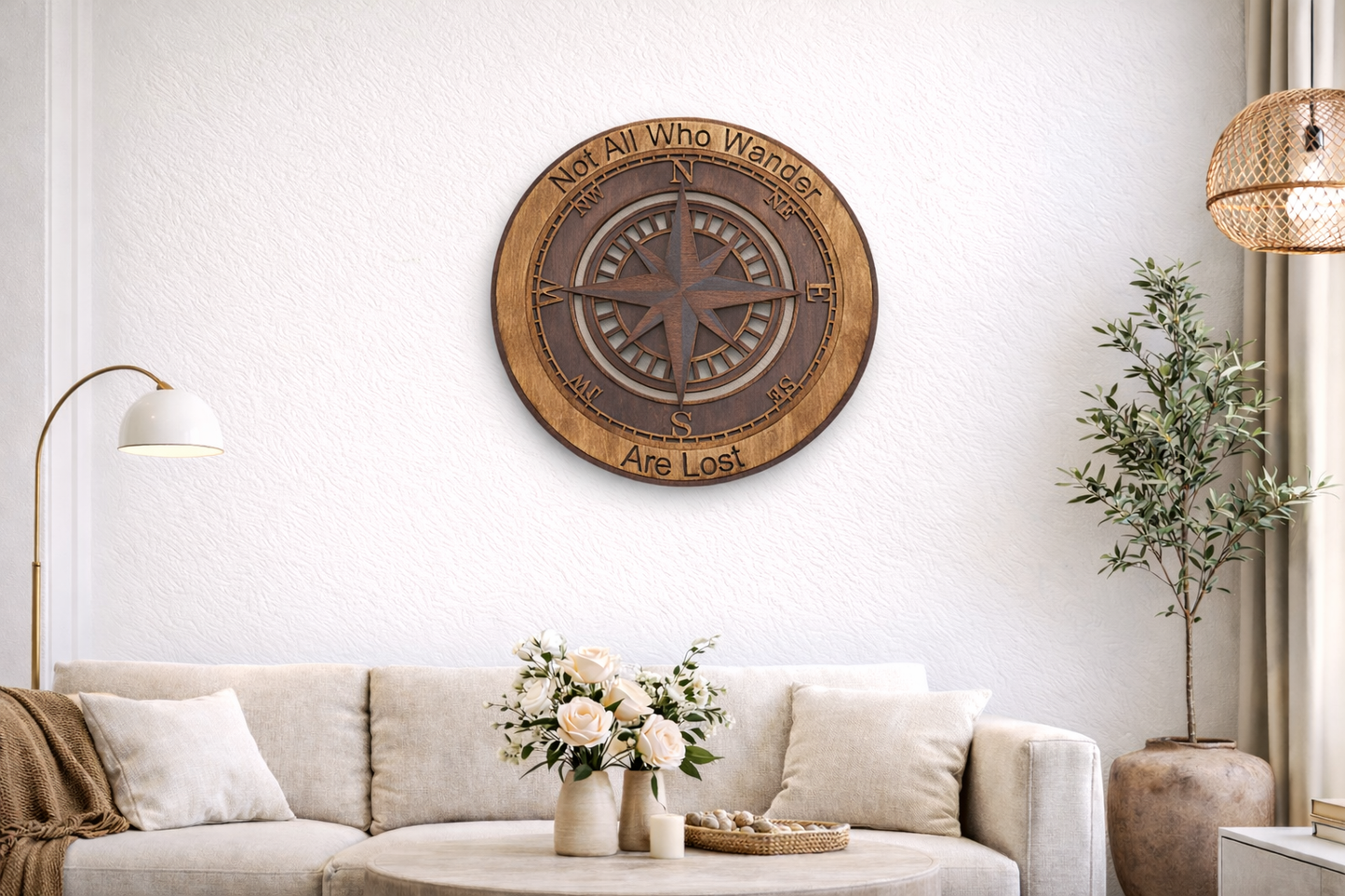 Layered Wooden Compass Wall Art – Personalised