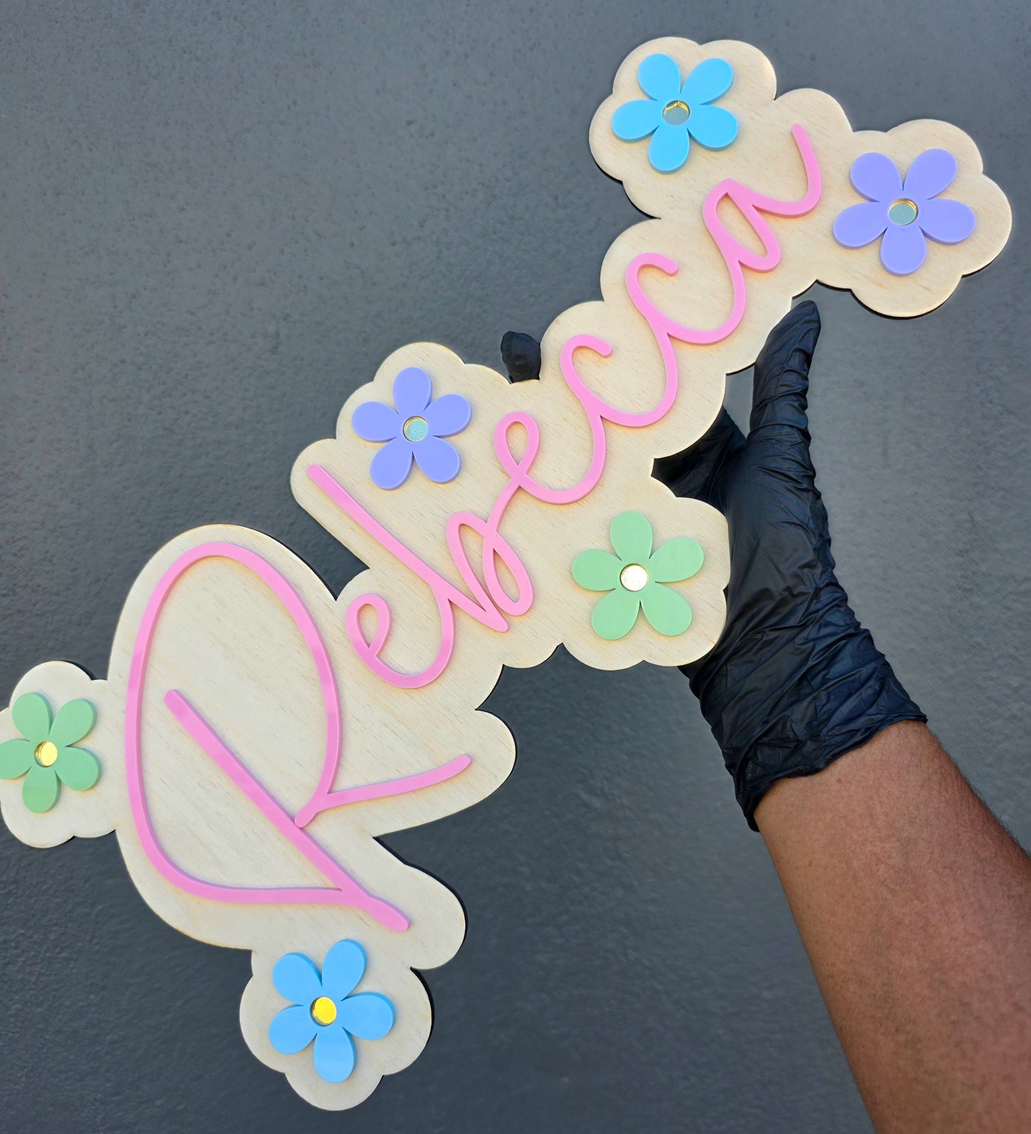 Daisy Name Kids Sign – Acrylic & Birch
