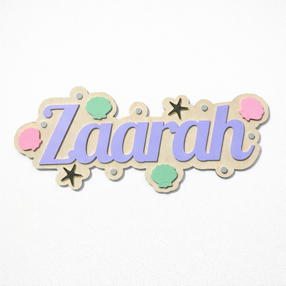 Sea Shells & Pearls Kids Name Kids Sign – Acrylic & Birch