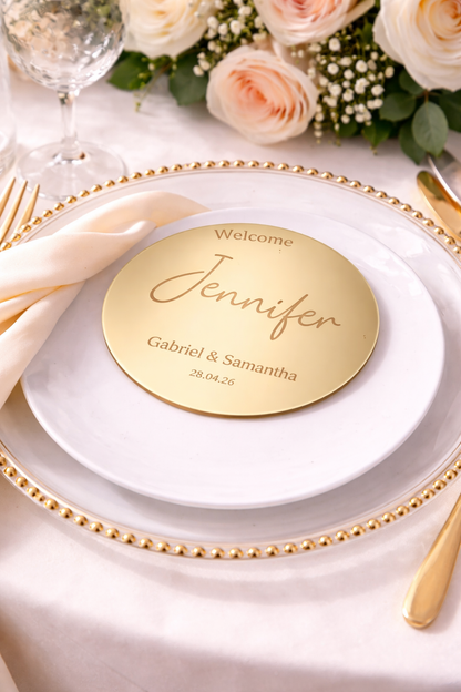 Round Name Place Cards & Thank You Cards - Mirror Acrylic