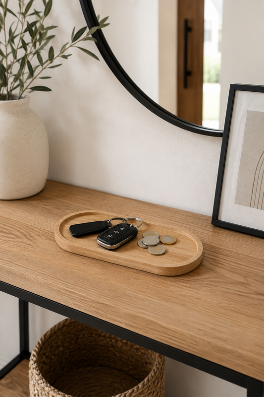 Bamboo Oval Catch All Trinket Tray - Custom Engraving