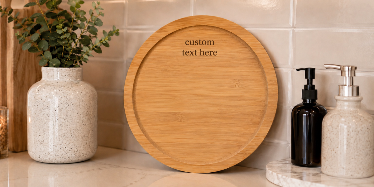 Bamboo Medium Round Tray - Custom Engraving