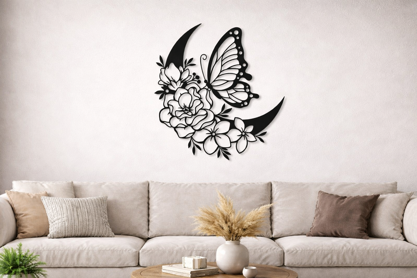 Floral Moon & Butterfly Wall Art – Birch or Acrylic