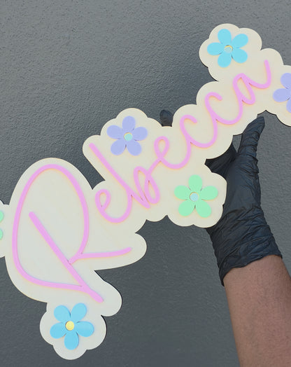 Daisy Name Kids Sign – Acrylic & Birch