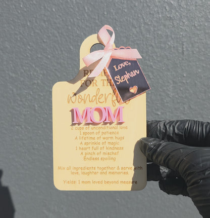 Personalised Recipe for Wonderful Mom Magnet - Pastel Pink & Rose Gold