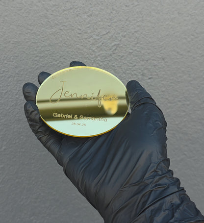Round Name Place Cards & Thank You Cards - Mirror Acrylic