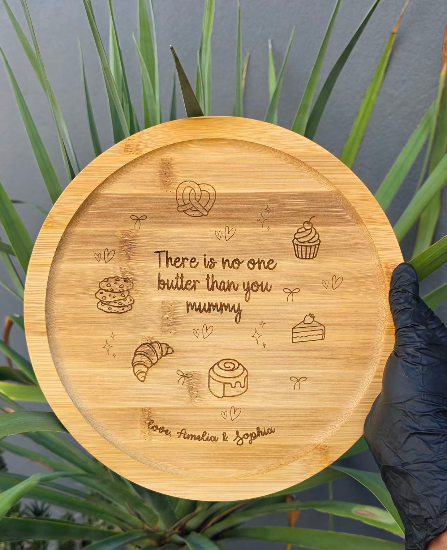 Personalised Bamboo Round Tray - No One Butter Than You