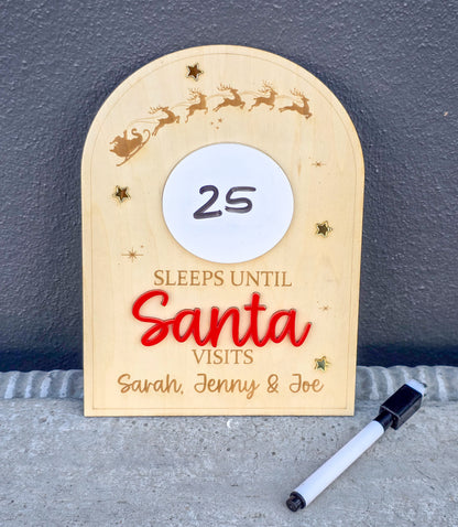 Christmas Countdown - How Many Sleeps Til Santa Visits - Personalised