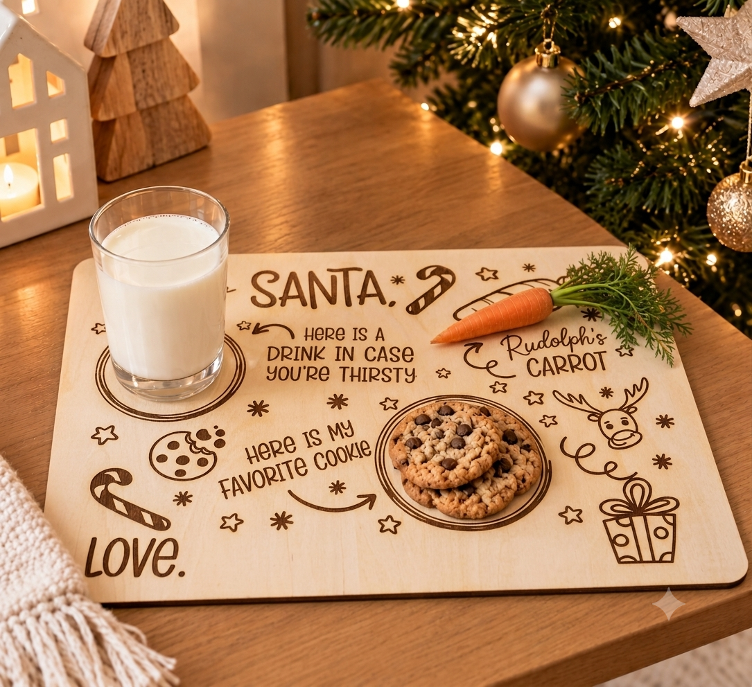 Santa Cookies & Milk Tray - Christmas - Personalised