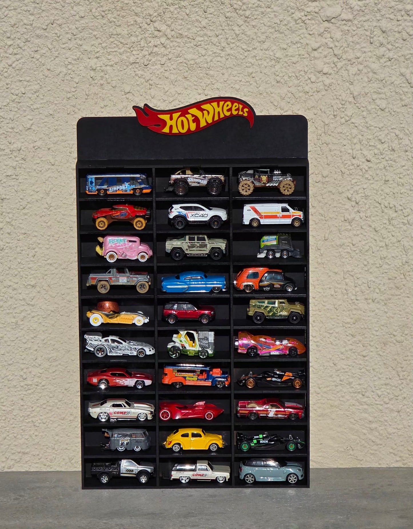 Race Track Style Die-Cast Car Display & Storage Shelf (Die Cast 1:64) – MDF & Acrylic Wall Organizer