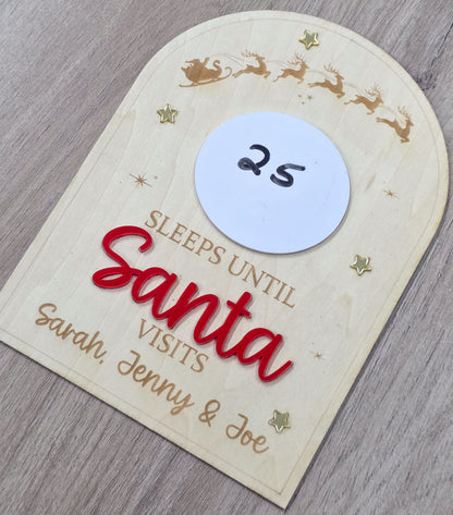 Christmas Countdown - How Many Sleeps Til Santa Visits - Personalised