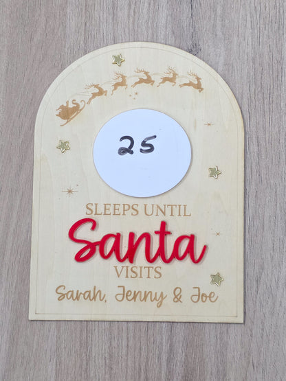 Christmas Countdown - How Many Sleeps Til Santa Visits - Personalised