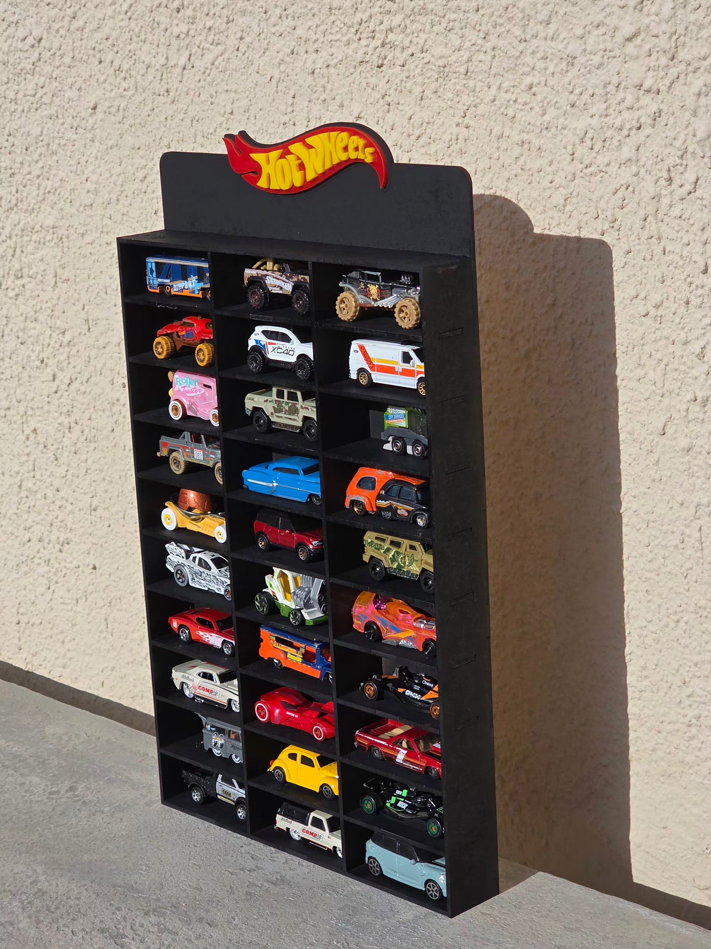 Race Track Style Die-Cast Car Display & Storage Shelf (Die Cast 1:64) – MDF & Acrylic Wall Organizer
