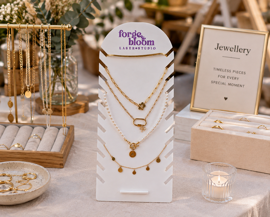 Personalised Acrylic Necklace Display Stand – Holds 11 Necklaces
